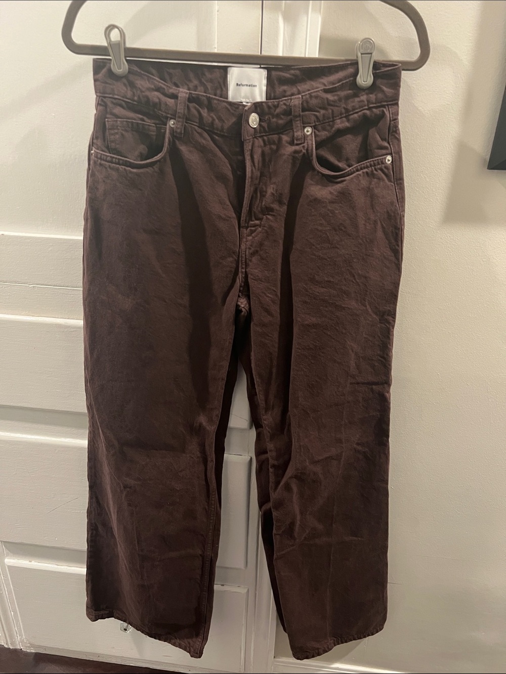 Reformation Women’s Dark Brown Low Rise Wide Leg Slouchy Jean